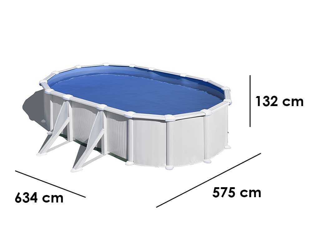 Gre Atlantis ovalada 610 x 375 x 132 cm – Piscina elevada de acero - Imagen 2