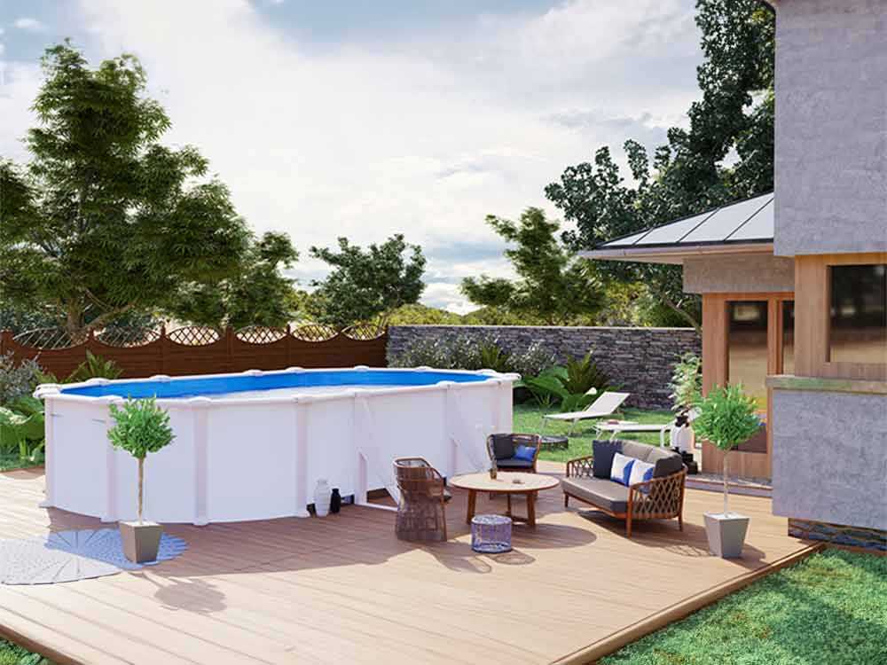 Gre Atlantis ovalada 610 x 375 x 132 cm – Piscina elevada de acero - Imagen 4