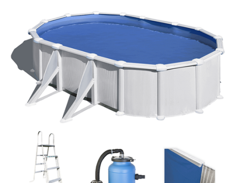 Gre Atlantis ovalada 610x375x120cm – Piscina elevada de acero – Filtro Aqualoon