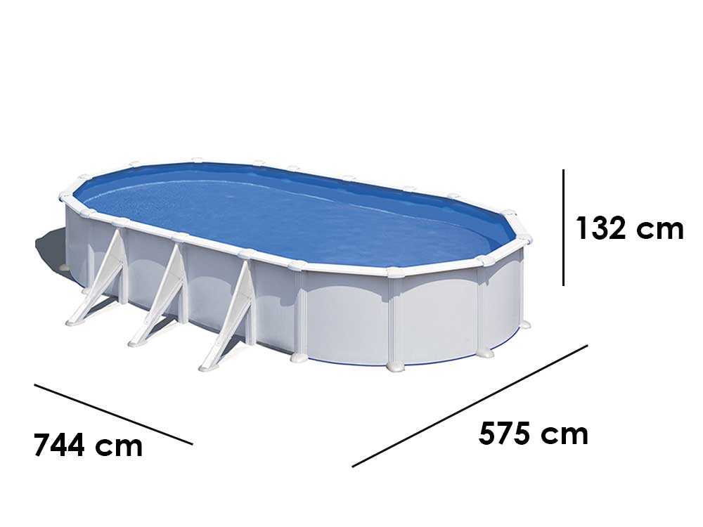 Gre Atlantis ovalada 730 x 375 x 132 cm – Piscina elevada de acero - Imagen 2