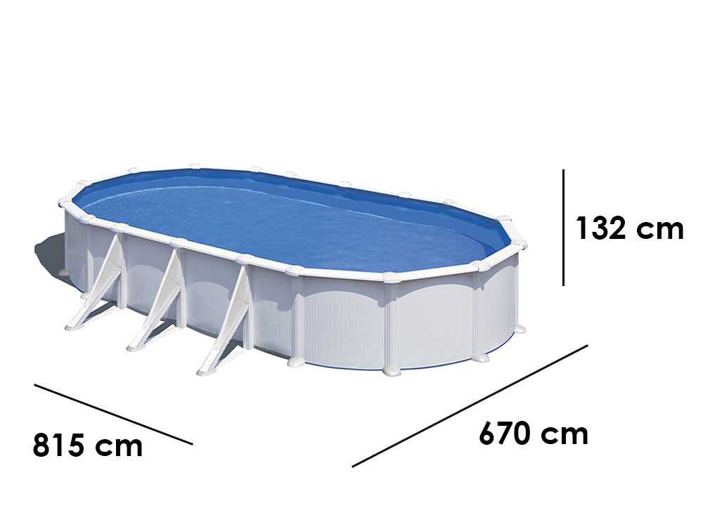 Gre Atlantis ovalada 800x470x132cm – Piscina elevada de acero - Imagen 2