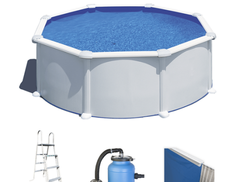 Gre Atlantis redonda Ø350 x 120cm – Piscina elevada de acero – Filtro Aqualoon