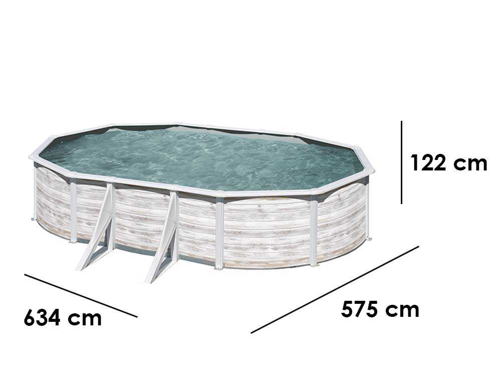 Gre Finlandia ovalada 610x375x120cm – Piscina elevada de acero - Imagen 2