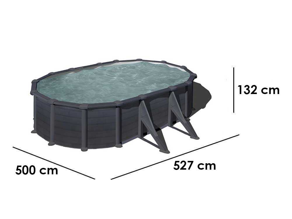 Gre Granada ovalada 500x300x132cm – Piscina elevada de acero - Imagen 2