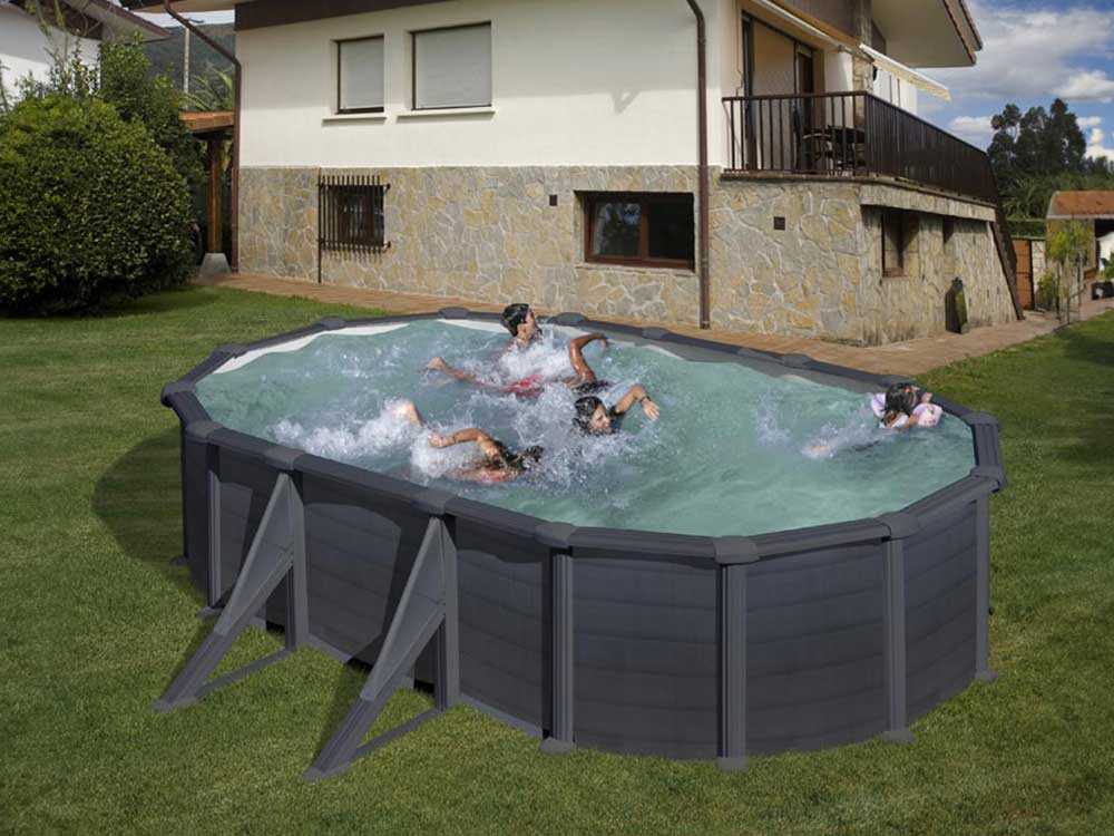 Gre Granada ovalada 500x300x132cm – Piscina elevada de acero - Imagen 4