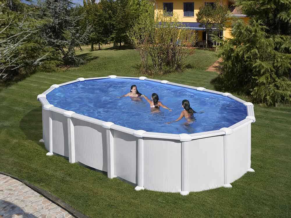 Gre Haiti ovalada 610 x 375 x 132 cm – Piscina elevada de acero – Travesaños enterrados - Imagen 4