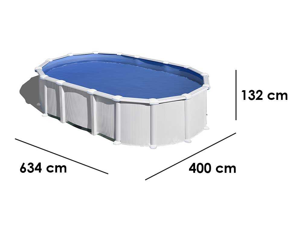 Gre Haiti ovalada 610 x 375 x 132 cm – Piscina elevada de acero – Travesaños enterrados - Imagen 2