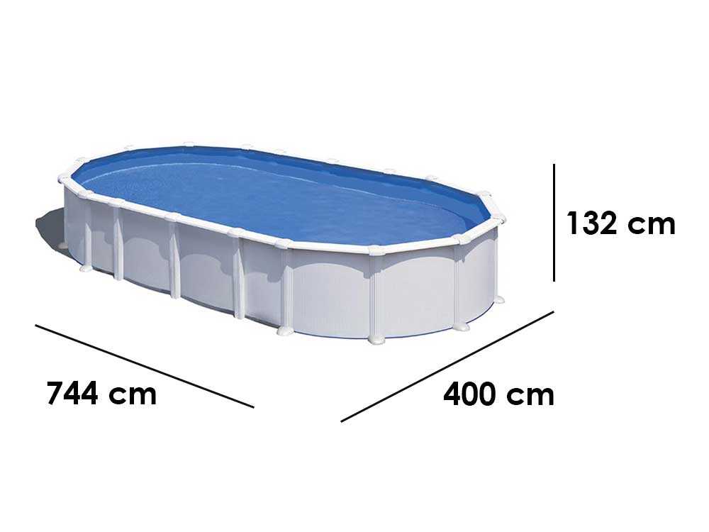 Gre Haiti ovalada 730 x 375 x 132 cm – Piscina elevada de acero – Travesaños enterrados - Imagen 2