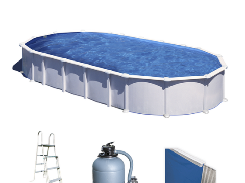 Gre Haiti ovalada 915x470x132cm – Piscina elevada – Travesaños enterrados