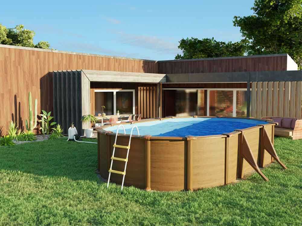 Gre Pacific ovalada 610 x 375 x 120 cm – Piscina elevada de acero - Imagen 5