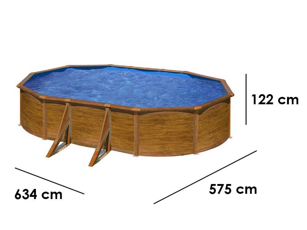 Gre Pacific ovalada 610 x 375 x 120 cm – Piscina elevada de acero - Imagen 2