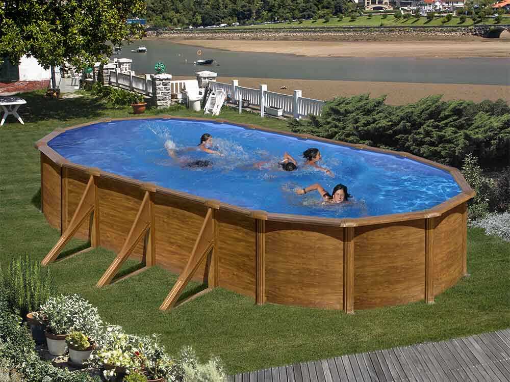Gre Pacific ovalada 730x375x120cm – Piscina elevada de acero - Imagen 4