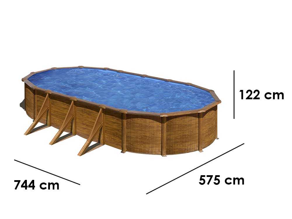 Gre Pacific ovalada 730x375x120cm – Piscina elevada de acero - Imagen 2
