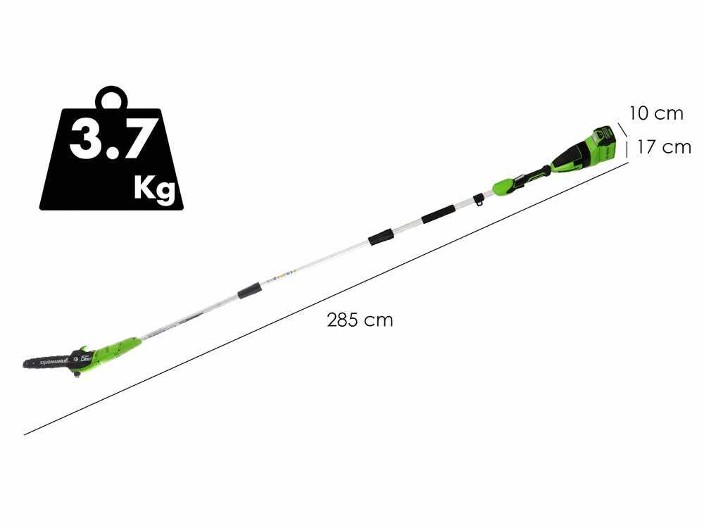 Greenworks GD40PSHK2 – Podadora de altura – Cortasetos con pértiga alargadora – 2 x 2Ah 40V - Imagen 2