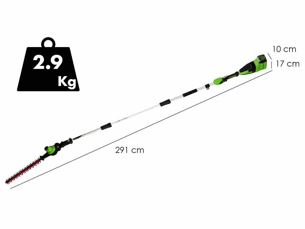 Greenworks GD40PSHK2 – Podadora de altura – Cortasetos con pértiga alargadora – 2 x 2Ah 40V - Imagen 3