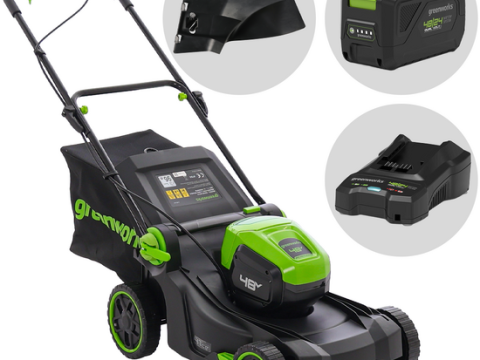 Greenworks GD48LM41II – Cortacésped a batería – 48 V/4 Ah – Anchura de corte 41 cm