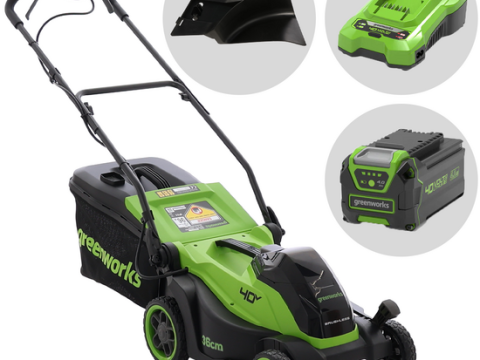 Greenworks MO40L411-01 – Cortacésped a batería – 40 V/4 Ah – Anchura de corte 36 cm