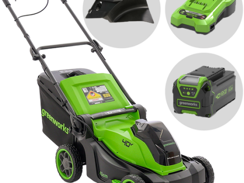Greenworks MO40L413-01 – Cortacésped a batería – 40 V/4 Ah – Anchura de corte 41 cm