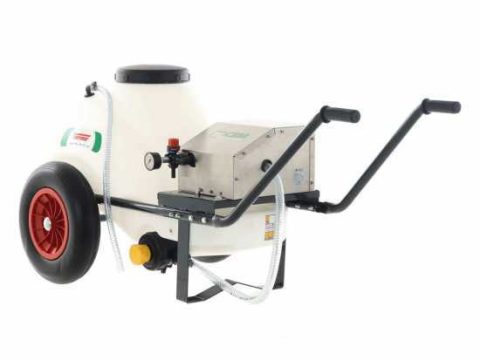 Grupo motobomba de pulverización Comet CBM 1200 HP sobre carro con depósito de 80 lt