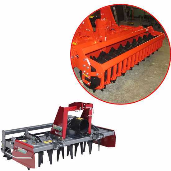 Grada rotativa RM250 – anchura de trabajo 250 cm – 22 cuchillas Serie pesada – Rodillo PACKER
