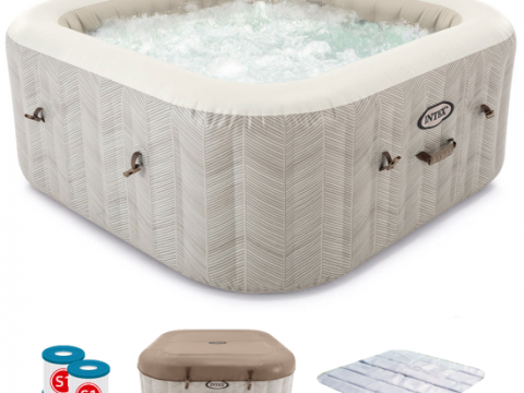 Intex cuadrada Chevron Deluxe 28446EX – Ø173×71 cm – Piscina de hidromasaje spa