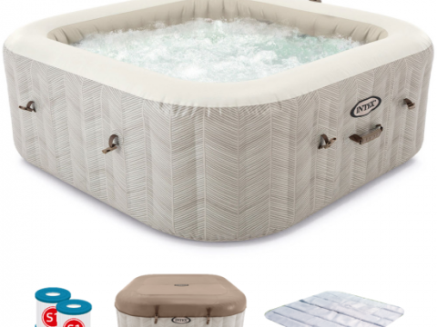 Intex cuadrada Chevron Deluxe 28472EX – Ø193×71 cm – Piscina de hidromasaje spa