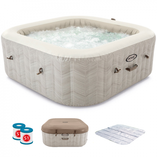 Intex cuadrada Chevron Deluxe 28472EX – Ø193×71 cm – Piscina de hidromasaje spa