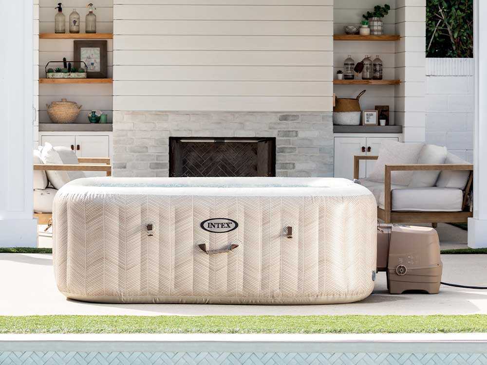 Intex cuadrada Chevron Deluxe 28472EX – Ø193×71 cm – Piscina de hidromasaje spa - Imagen 4