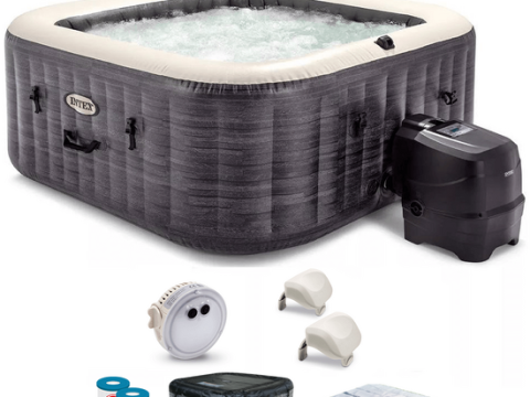 Intex Cuadrada Greystone Deluxe 28450NP – Ø173×71 cm – Piscina de hidromasaje spa
