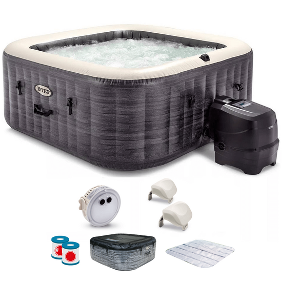 Intex Cuadrada Greystone Deluxe 28450NP – Ø173×71 cm – Piscina de hidromasaje spa