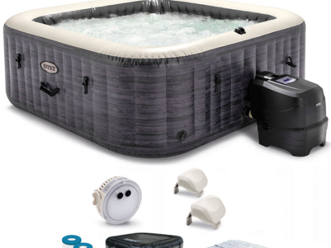 Intex cuadrado Greystone Deluxe 28452NP – Ø196×71 cm – Piscina de hidromasaje spa