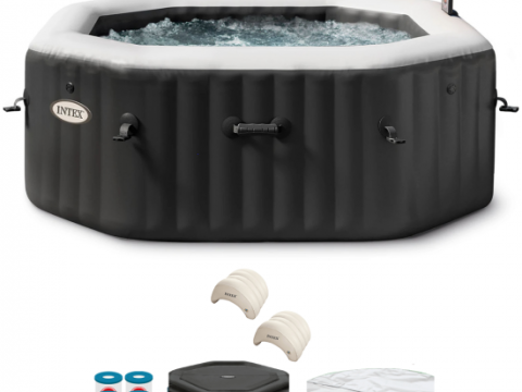 Intex octogonal Jet & Bubble Deluxe 28458EX – Ø201×71 cm – Piscina de hidromasaje spa