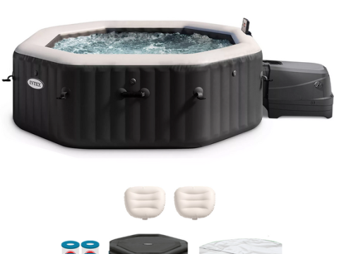 Intex Octogonal Jet & Bubble Deluxe 28462EX – Ø218×71 cm – Piscina de hidromasaje spa
