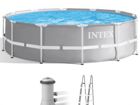 Intex Prisma Frame 26716NP – Ø366×99 cm – Piscina Redonda + Depuradora de cartucho + Escalera