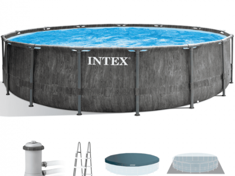 Intex Prisma Frame Greywood 26742NP – Ø457×122 cm – Piscina redonda