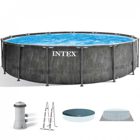 Intex Prisma Frame Greywood 26742NP – Ø457×122 cm – Piscina redonda