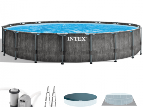 Intex Prisma Frame Greywood 26744NP – Ø549×122 cm – Piscina redonda