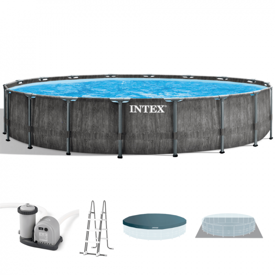 Intex Prisma Frame Greywood 26744NP – Ø549×122 cm – Piscina redonda