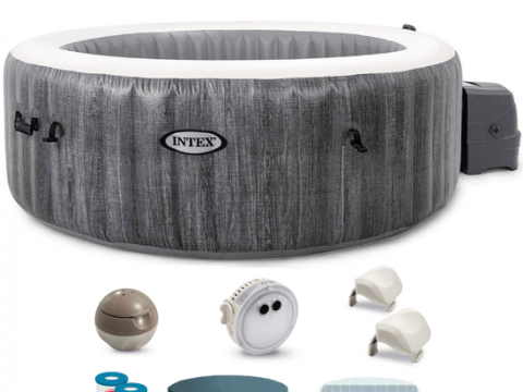 Intex Redonda Greywood Deluxe 28440EX – Ø196×71 cm – Piscina de hidromasaje spa
