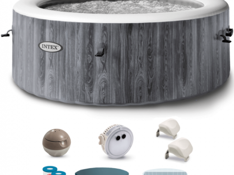Intex Redonda Greywood Deluxe 28442EX – Ø216×71 cm – Piscina de hidromasaje spa