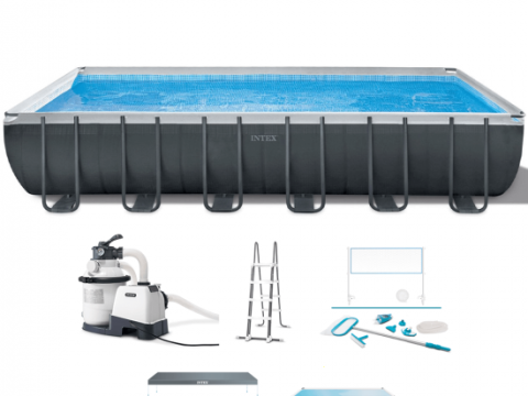 Intex Ultra XTR Frame 26368NP – 732x366x132 cm – Piscina elevada + Kit de Limpieza y Voleibol