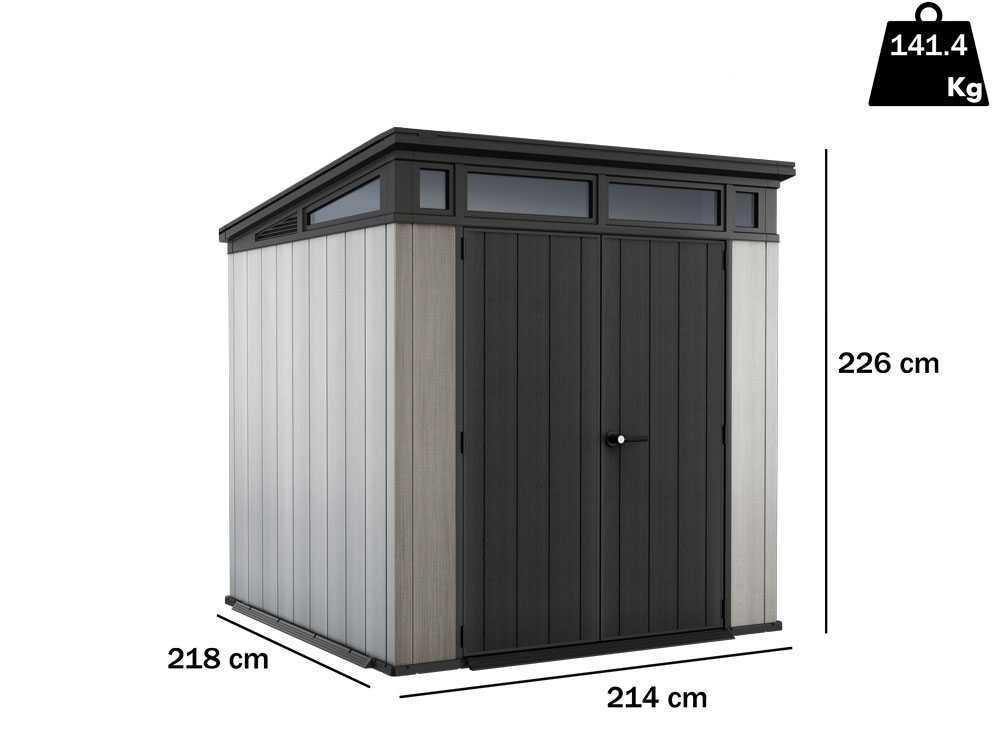 Keter Artisan gris – Caseta de jardín – Con puerta de doble hoja – 214x218x226 cm - Imagen 2