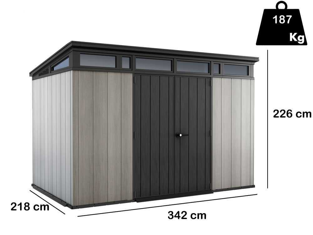 Keter Artisan gris – Caseta de jardín – Con puerta de dos hojas – 342x218x226 cm - Imagen 2