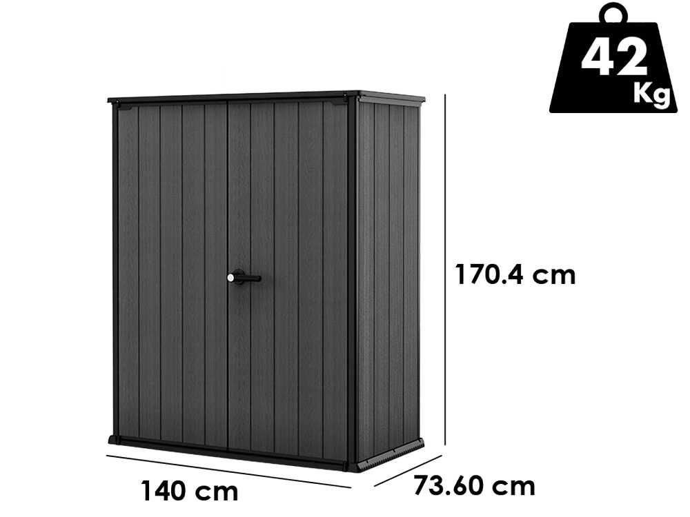 Keter Cortina Alto – Armario de jardín para herramientas – 140 x 73,6 x 170,4 cm - Imagen 3