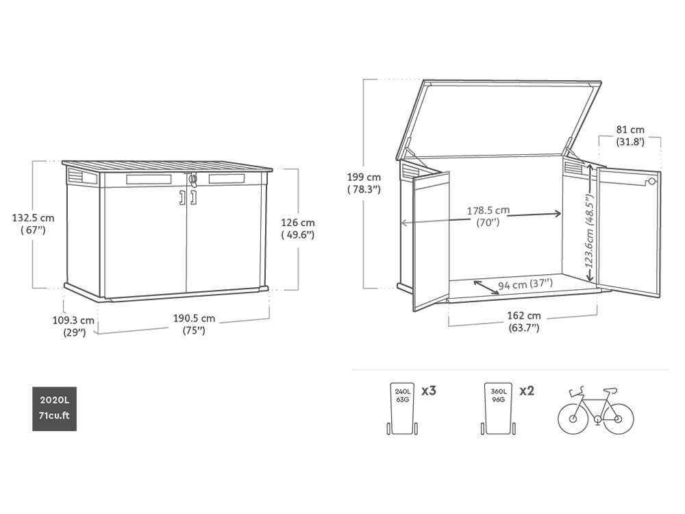 Keter Cortina Mega – Arcón de almacenamiento de jardín – 190,5 x 109 x 132,5 cm - Imagen 3