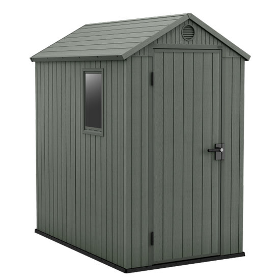Keter Darwin verde – Caseta para herramientas – Con ventana lateral – 125.8×184.5×205 cm