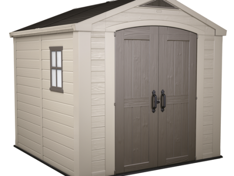 Keter Factor beige – Caseta de jardín – Con ventana lateral – 256.5x255x243 cm