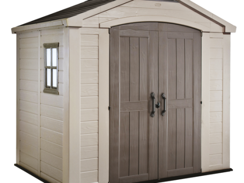 Keter Factor beige – Caseta de jardín – Con ventana lateral – 256.5x182x243 cm