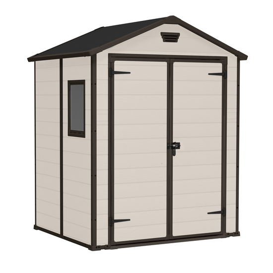 Keter Manor beige – Caseta de jardín – Con ventana lateral – 185x152x226 cm