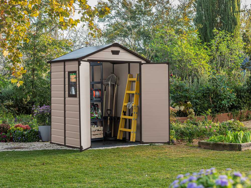 Keter Manor beige – Caseta de jardín – Con ventana lateral – 185x152x226 cm - Imagen 5